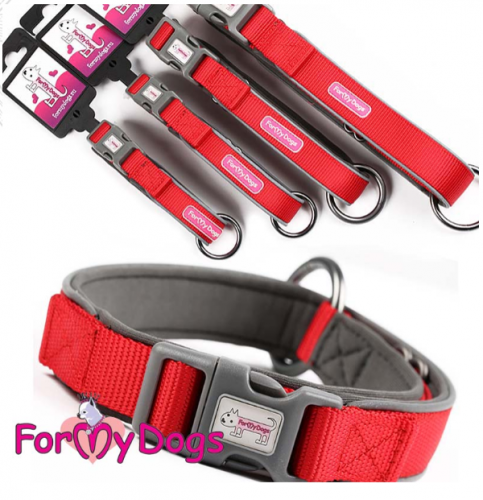Ошейник ForMyDogs красный светоотражающий (L)