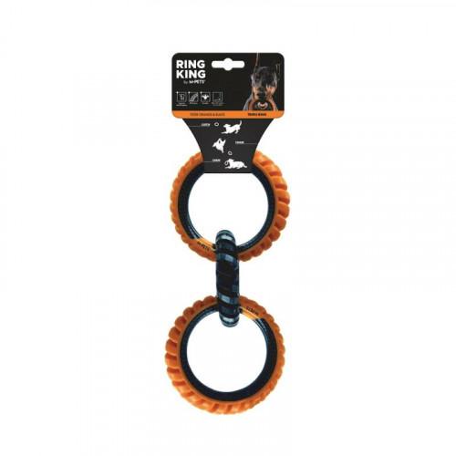 M-PETS Игрушка для собак кольцо RING KING тройное, цвет черный/оранжевый