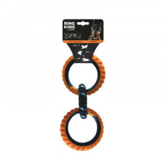 M-PETS Игрушка для собак кольцо RING KING тройное, цвет черный/оранжевый