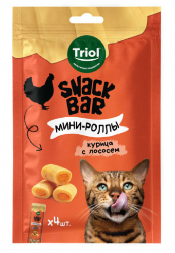 Лакомство для кошек "Мини-роллы с начинкой из курицы с лососем", 40г, серия SNACK BAR