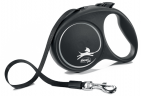 flexi рулетка Black Design M (до 25 кг) 5 м лента черный/серебро