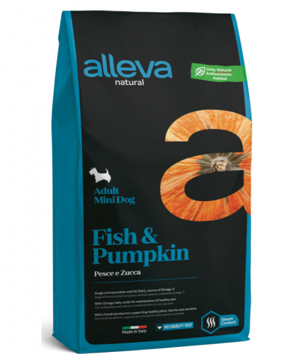 Корм Alleva Natural Adult Mini Fish & Pumpkin для собак малых пород, рыба и тыква, 2 кг