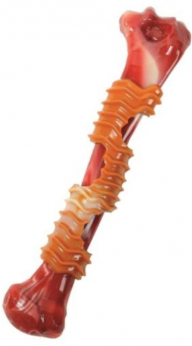 M-PETS Игрушка для собак Карнивор кость, вкус бекона, цвет красный, 25.4x5.5x4.8 см