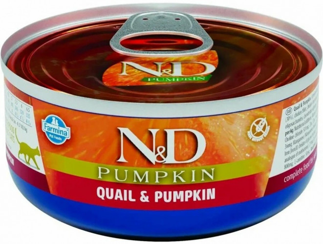 Корм Farmina N&D PUMPKIN Quail & Pumpkin (консерв.) для кошек, перепел с тыквой, 70 г