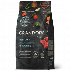 Корм сухой GRANDORF FRESH CAT Lamb STERILISED мясо Ягненка с бататом для взрослых кошек, чувствительное пищеварение или склонность к аллергии