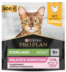 Корм для кошек Purina Pro Plan Sterilised Chicken при стерилизации и кастрации c чувствительным пищеварением с курицей