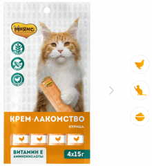 Лакомство для кошек Мнямс Крем с курицей 15г 4шт