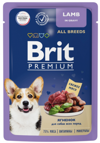 Паучи Brit Premium All Breeds (в соусе) для собак, ягненком, 85 г
