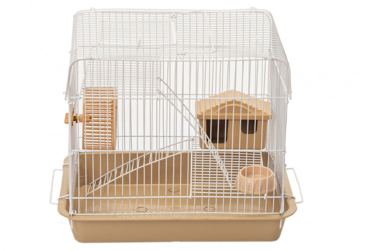 Клетка ECO 4226 Рокки-2 33*24*28 см. для грызунов 2 этажа с наполнителем беж.бел.