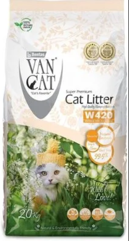 Наполнитель для кошек Van Cat комкующийся  для КРУПНЫХ кошек 15 кг гранулы 2 - 4мм