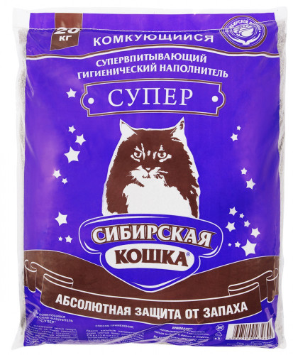 Наполнитель Сибирская кошка комкующийся "Супер" 20 кг