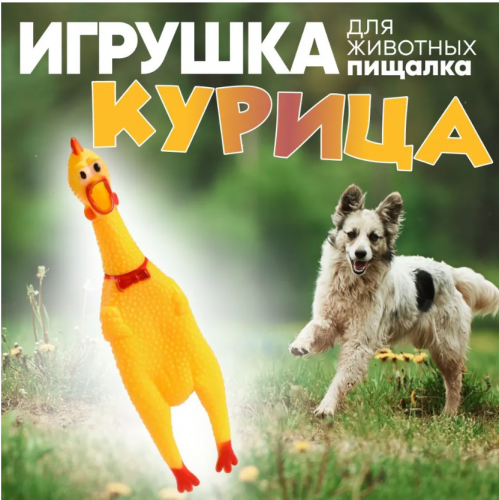 Игрушка Китай с пищалкой "Кричащая курица" "Орущая курица" для собак 38 см