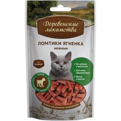 Лакомство Деревенские лакомства для кошек, ломтики ягнёнка нежные, 45 г