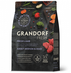 Сухой корм GRANDORF FRESH DOG Lamb MED&MAXI мясо Ягненка с бататом для взрослых собак средних и крупных пород, чувствительное пищеварение или склонность к аллергии