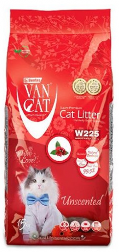 Наполнитель для кошек Van Cat комкующийся "100% Натуральный", без пыли 15 кг гранулы 0,5 - 2,25мм