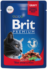Brit Premium Пауч Beef Stew & Peas (в соусе) для кошек, говядина и горошек, 85 г