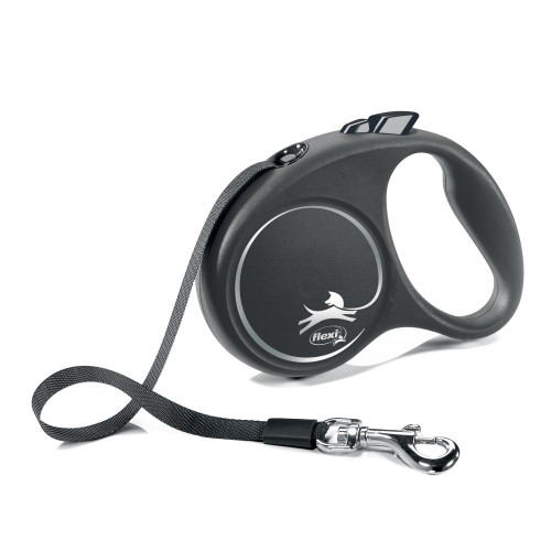 Рулетка Flexi Black Design S (до 15 кг) 5 м лента черный/серебро