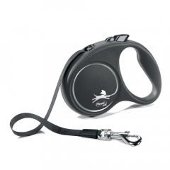 Рулетка Flexi Black Design S (до 15 кг) 5 м лента черный/серебро