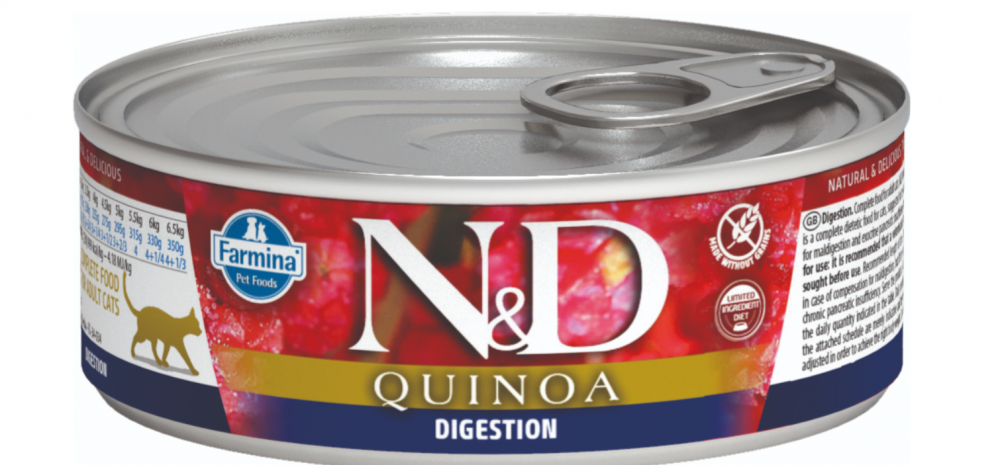 Корм Farmina N&D QUINOA Digestion (консерв.) для кошек, помощь пищеварению, 80 г