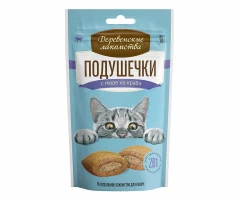 Лакомство для кошек Деревенские лакомства подушечки с пюре лососем 30 г