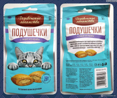 Лакомство для кошек Деревенские лакомства подушечки с пюре с говядиной 30г