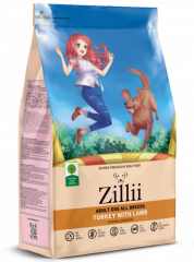 Корм ZILLII Adult Dog для взрослых собак Индейка с Ягнёнком