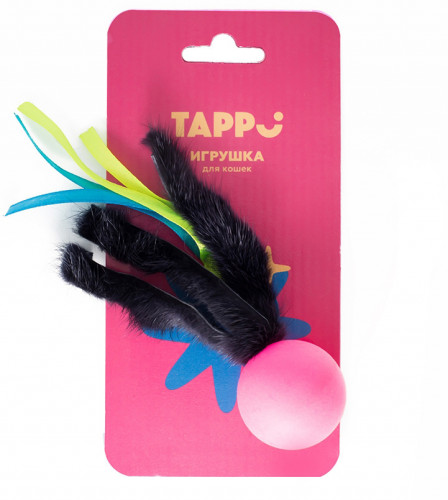 Tappi мяч "Нолли" с хвостом из натурального меха норки и лент