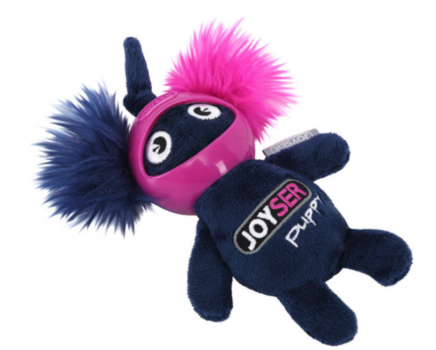 Joyser Puppy Игрушка Белка в резиновом шлеме для собак, с пищалкой, S, синяя, 14 см