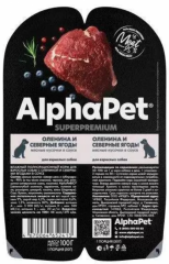 Консерва AlphaPet Superpremium Оленина и северные ягоды кусочки в соусе для собак 100 г