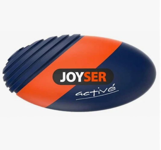 Игрушка JOYSER Active для собак Резиновый мяч регби с пищалкой M синий, 15 см