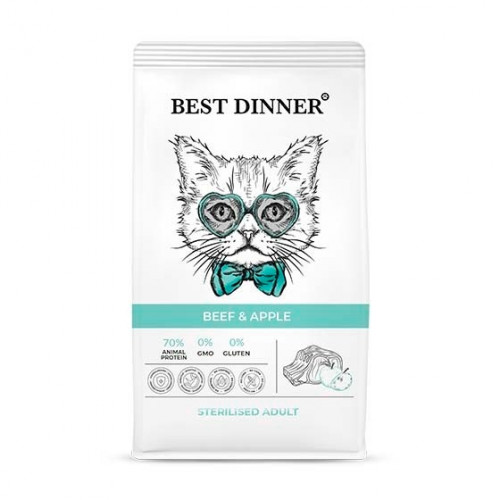 Корм для кошек Best Dinner Adult Cat Lamb & Blueberry для кошек склонных к аллергии. Говядина и Яблоко 400 г