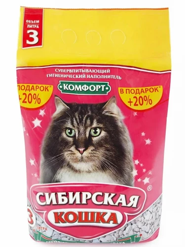 Наполнитель Сибирская кошка Бюджет для кошачьих туалетов, супервпитывающий, гигиенический, 3 л, 1.7 кг