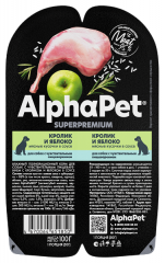 Консерва AlphaPet Superpremium Кролик и яблоко чувствительным пищеварением мясные кусочки в соусе для собак 80 г