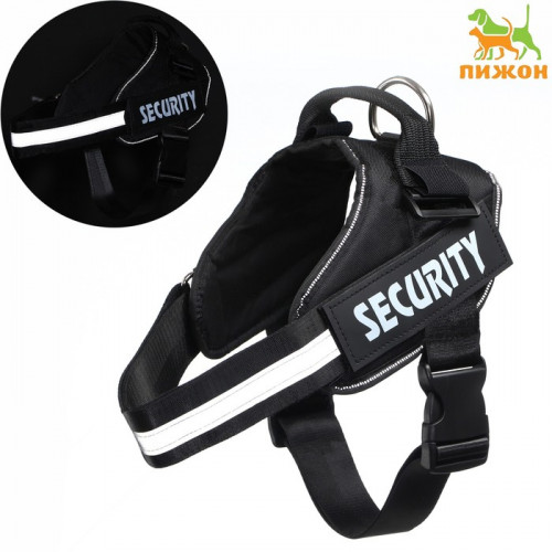 Шлейка с подкладом светоотражающая, размер XS (ОШ 45, ОГ 48-56 см), стропа 2,5 см, чёрная