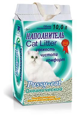 Наполнитель Pussy-Cat впитывающий "Океанический" 2,8 кг