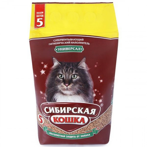 Наполнитель Сибирская кошка Универсал для кошачьих туалетов, супервпитывающий, гигиенический, 3 л, 2.16 кг
