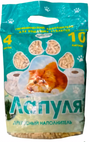 Наполнитель для кошек Лапуля древесный мелкая фракция 4 л