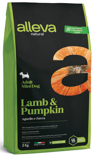 Корм Alleva Natural Adult Mini Lamb & Pumpkin для собак малых пород, ягненок и тыква, 2 кг