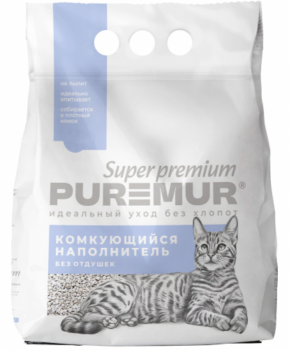 Наполнитель PureMur super premium для кошек, комкующийся, 7 л, 3 кг