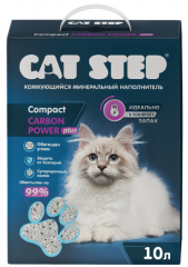 Наполнитель комкующийся минеральный CAT STEP Compact Carbon Power Plus, 10 л