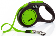 flexi рулетка Neon New M (до 25 кг) лента 5 м, светоотражающая, зеленый неон