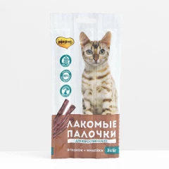 Лакомство для кошек Мнямс лакомые палочки с индейкой и ягненком 5г 3шт