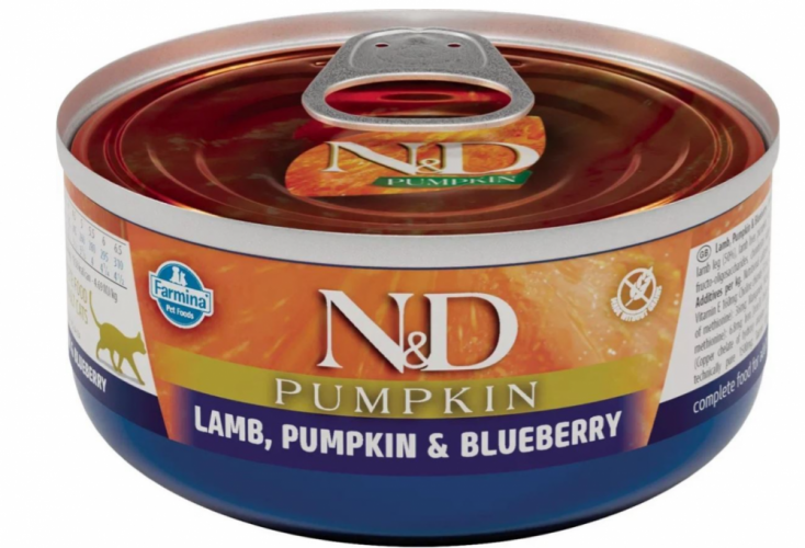 Корм Farmina N&D PUMPKIN, Lamb & Blueberry (консерв.) для кошек, ягненок с тыквой и черникой, 70 г
