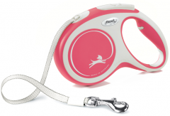 flexi рулетка NEW LINE Comfort M (до 25 кг) лента 5 м серый/красный