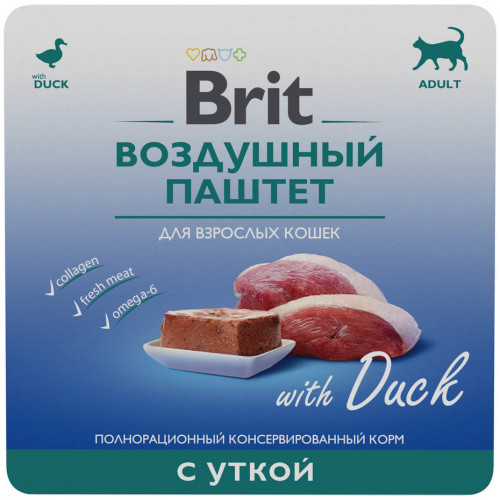 Корм Brit Duck (паштет) для кошек, с уткой, 100 г