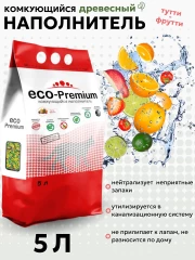 Наполнитель ECO-Premium для кошек, древесный, комкующийся, с ароматом тутти-фрутти, 5 л, 1.9 кг