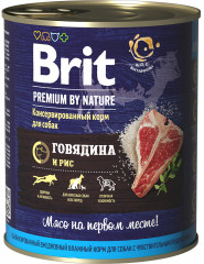 Консервы для собак Brit с говядиной и рисом 850 г
