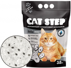 Наполнитель впитывающий силикагелевый CAT STEP Arctic Black&White, 3,8 лn