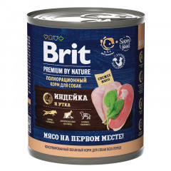 Консервы для собак Brit с индейкой и уткой 850 г