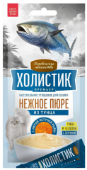 Лакомство Деревенские лакомства Холистик Премьер Нежное пюре для кошек, тунец с икрой летучей рыбы, 10 г х 4 шт